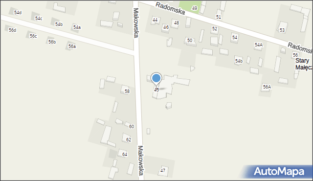 Małęczyn, Makowska, 45, mapa Małęczyn