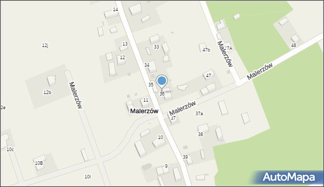 Malerzów, Malerzów, 36, mapa Malerzów