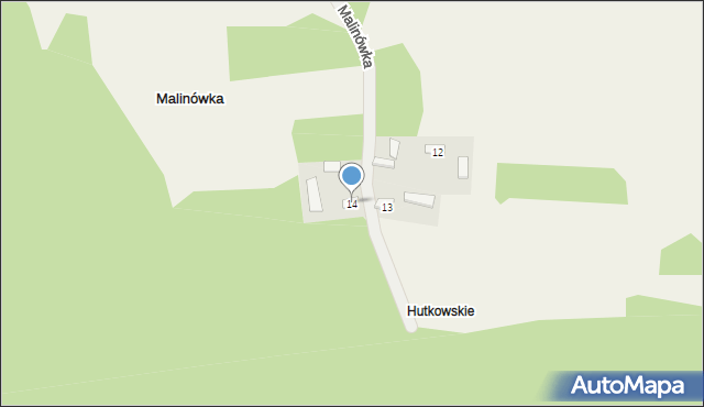 Malinówka, Malinówka, 14, mapa Malinówka