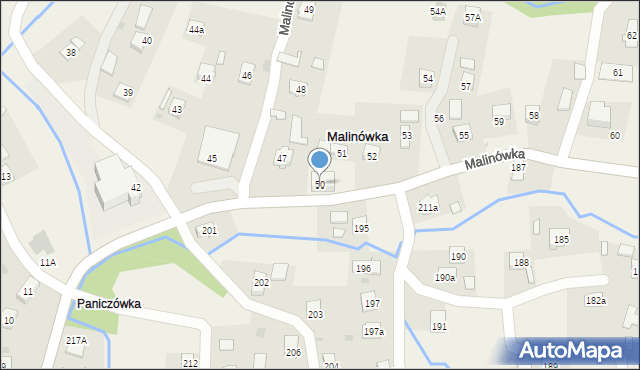 Malinówka, Malinówka, 50, mapa Malinówka