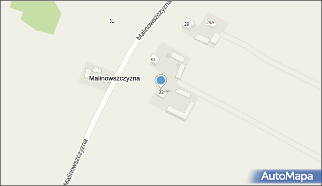 Malinowszczyzna, Malinowszczyzna, 33, mapa Malinowszczyzna