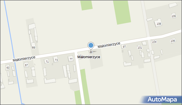 Małomierzyce, Małomierzyce, 86, mapa Małomierzyce