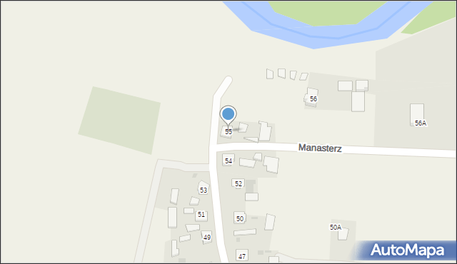 Manasterz, Manasterz, 55, mapa Manasterz