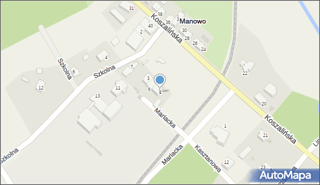 Manowo, Mariacka, 4, mapa Manowo