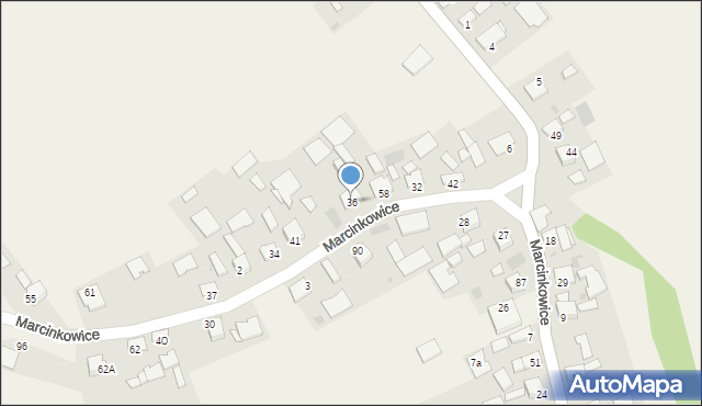 Marcinkowice, Marcinkowice, 36, mapa Marcinkowice