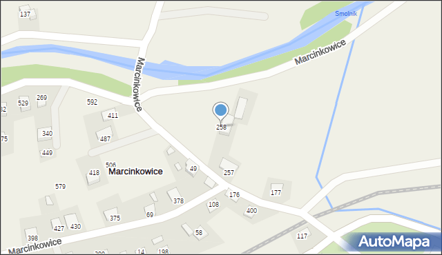 Marcinkowice, Marcinkowice, 258, mapa Marcinkowice