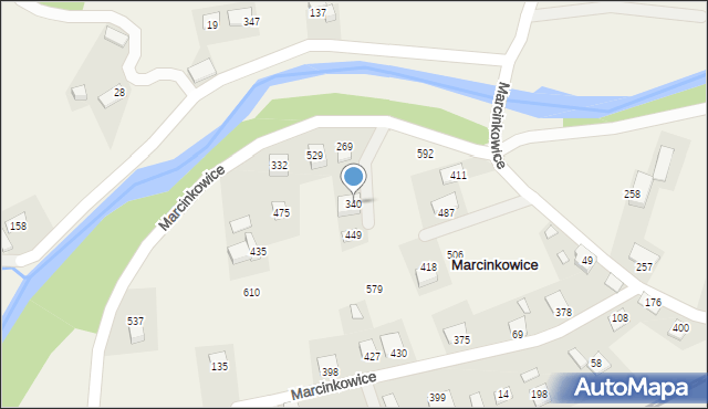 Marcinkowice, Marcinkowice, 340, mapa Marcinkowice