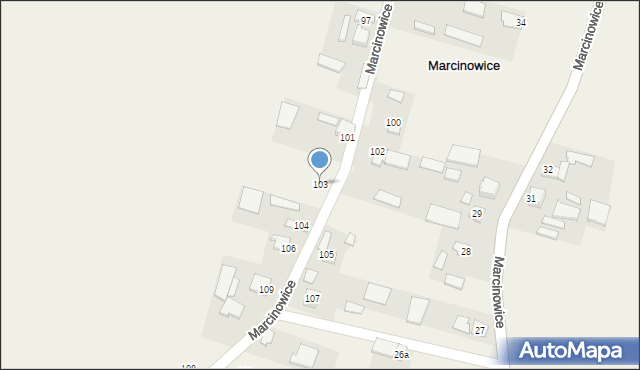 Marcinowice, Marcinowice, 103, mapa Marcinowice