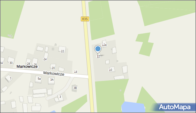 Markowicze, Markowicze, 12, mapa Markowicze