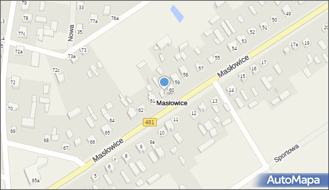 Masłowice, Masłowice, 61, mapa Masłowice