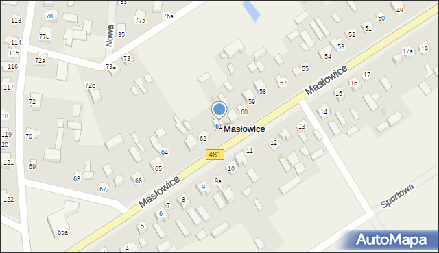 Masłowice, Masłowice, 61a, mapa Masłowice