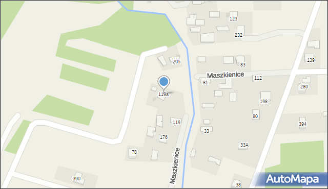 Maszkienice, Maszkienice, 119a, mapa Maszkienice