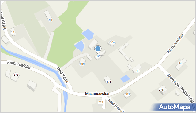 Mazańcowice, Mazańcowice, 12, mapa Mazańcowice