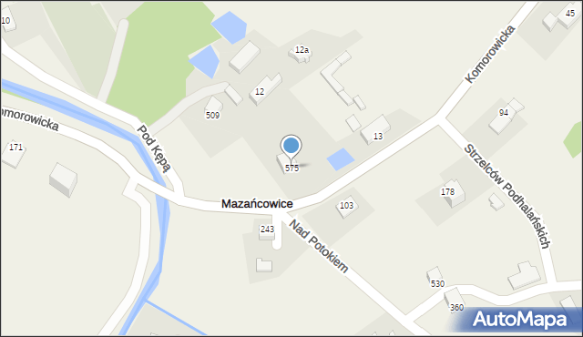 Mazańcowice, Mazańcowice, 575, mapa Mazańcowice