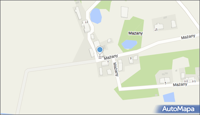 Mażany, Mażany, 11, mapa Mażany