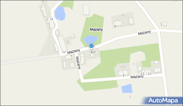 Mażany, Mażany, 9, mapa Mażany