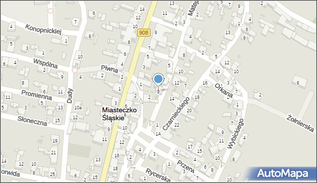 Miasteczko Śląskie, Matejki Jana, 9, mapa Miasteczko Śląskie