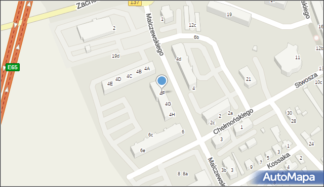 Międzyrzecz, Malczewskiego Jacka, 4F, mapa Międzyrzecz