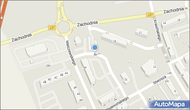 Międzyrzecz, Malczewskiego Jacka, 6b, mapa Międzyrzecz