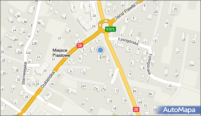 Miejsce Piastowe, Markiewicza Bronisława, bł. ks., 6, mapa Miejsce Piastowe