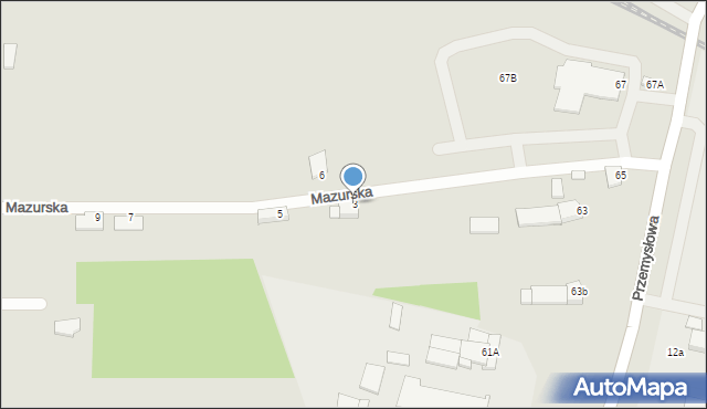 Mielec, Mazurska, 3, mapa Mielca