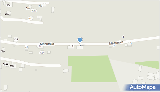 Mielec, Mazurska, 7, mapa Mielca