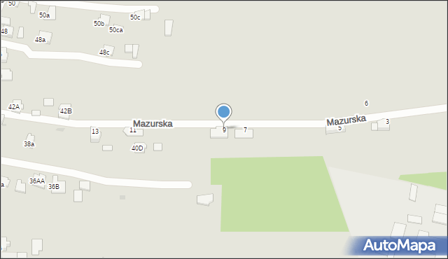 Mielec, Mazurska, 9, mapa Mielca