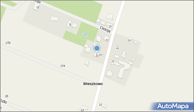 Mieszkowo, Malinowa, 21, mapa Mieszkowo