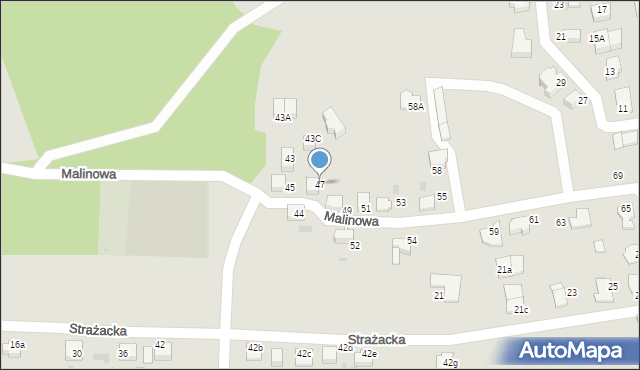 Mikołów, Malinowa, 47, mapa Mikołów