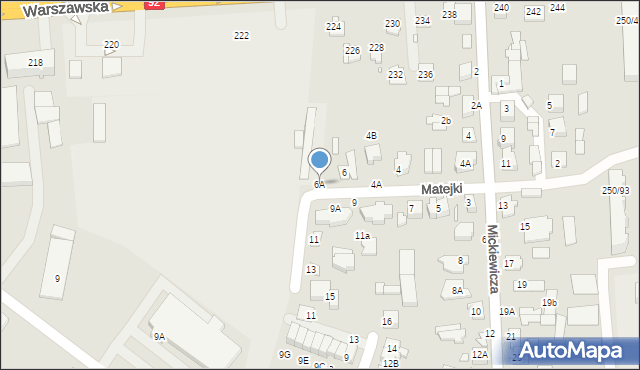 Mińsk Mazowiecki, Matejki Jana, 6A, mapa Mińsk Mazowiecki