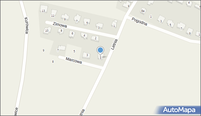 Modła, Marcowa, 1, mapa Modła