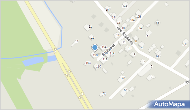 Myszków, Mała Szpitalna, 15B, mapa Myszków