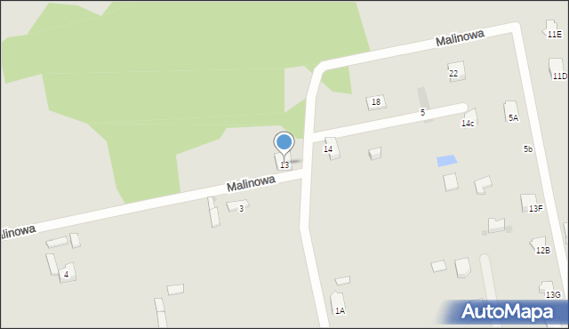 Myszków, Malinowa, 13, mapa Myszków