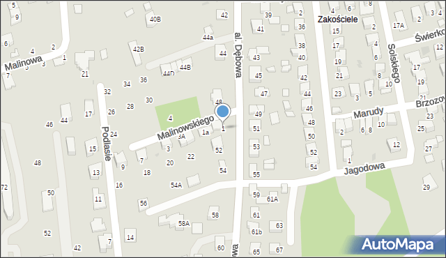 Niepołomice, Malinowskiego Mieczysława, mjr., 1, mapa Niepołomice