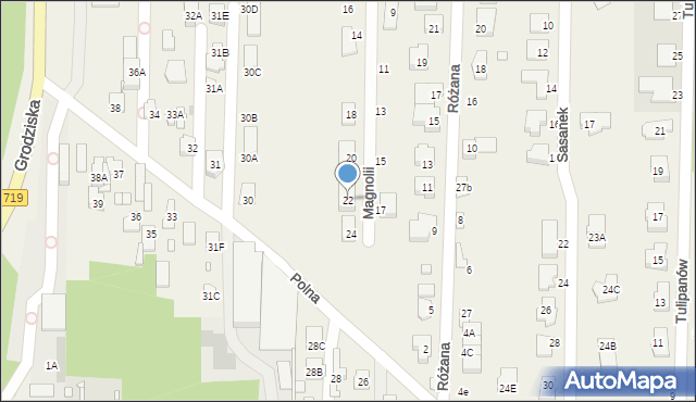 Nowa Wieś, Magnolii, 22, mapa Nowa Wieś