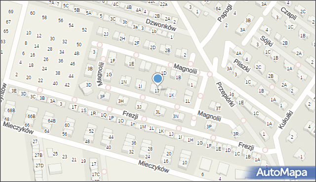 Nowa Wola, Magnolii, 1S, mapa Nowa Wola