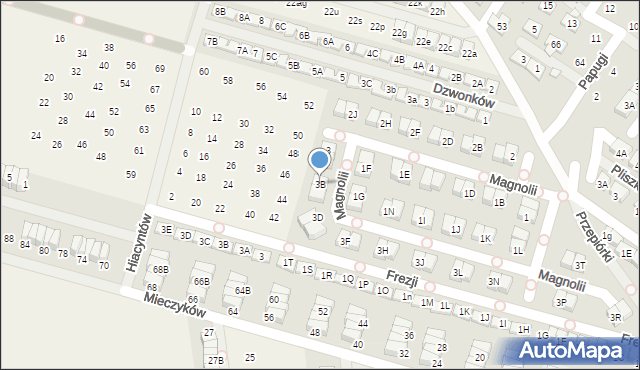 Nowa Wola, Magnolii, 3B, mapa Nowa Wola