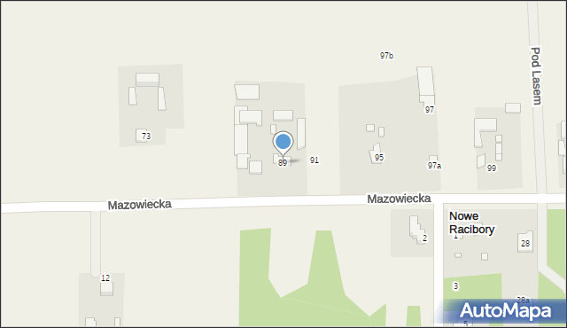 Nowe Racibory, Mazowiecka, 89, mapa Nowe Racibory