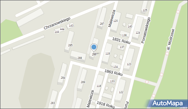 Nowy Dwór Mazowiecki, Malewicza Edwarda, płk., 286, mapa Nowy Dwór Mazowiecki