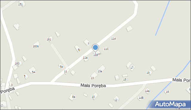 Nowy Sącz, Mała Poręba, 11b, mapa Nowego Sącza