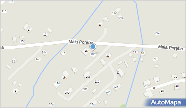 Nowy Sącz, Mała Poręba, 18B, mapa Nowego Sącza