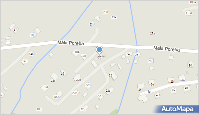 Nowy Sącz, Mała Poręba, 20, mapa Nowego Sącza