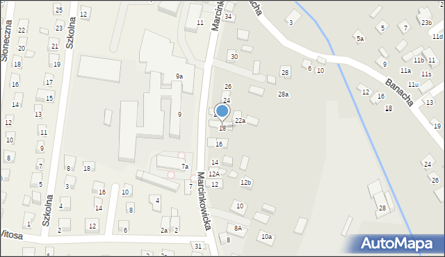 Nowy Sącz, Marcinkowicka, 18, mapa Nowego Sącza