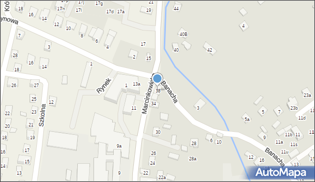 Nowy Sącz, Marcinkowicka, 38, mapa Nowego Sącza