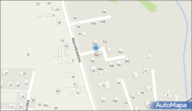 Nowy Sącz, Marcinkowicka, 58a, mapa Nowego Sącza