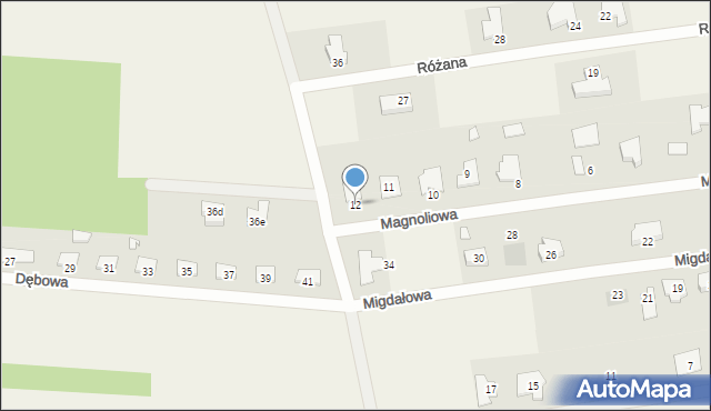 Obrzębin, Magnoliowa, 12, mapa Obrzębin