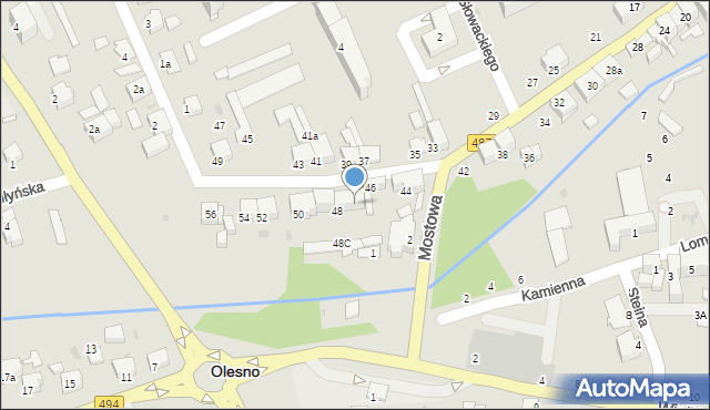Olesno, Małe Przedmieście, 48A, mapa Olesno