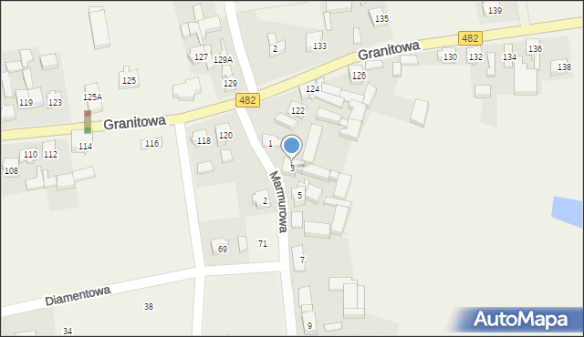 Olszowa, Marmurowa, 3, mapa Olszowa