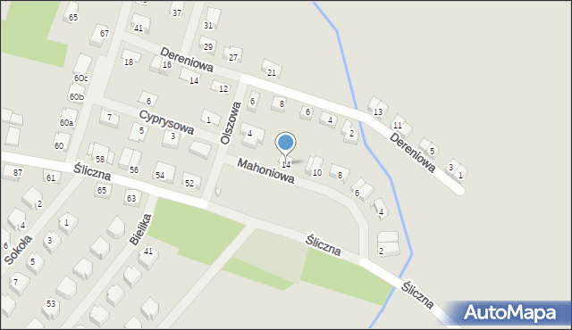 Opole, Mahoniowa, 14, mapa Opola