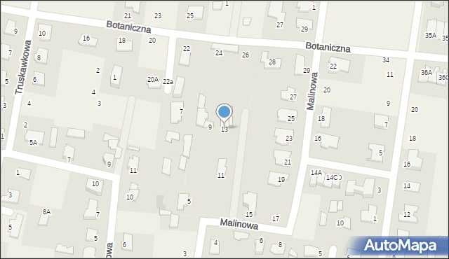 Osielsko, Malinowa, 13, mapa Osielsko